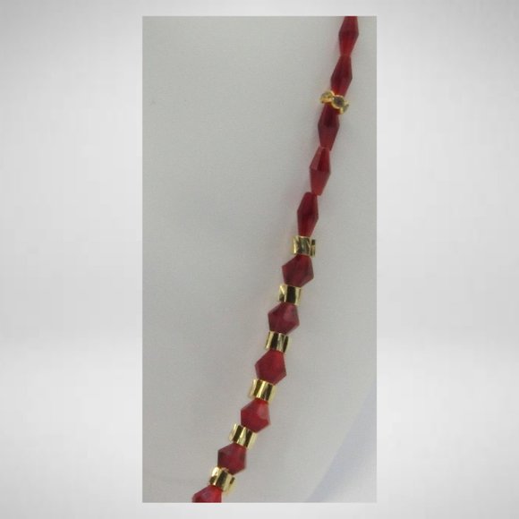 RED RHINESTONE TASSEL Beaded Jewelry Set - Picture 3 of 5